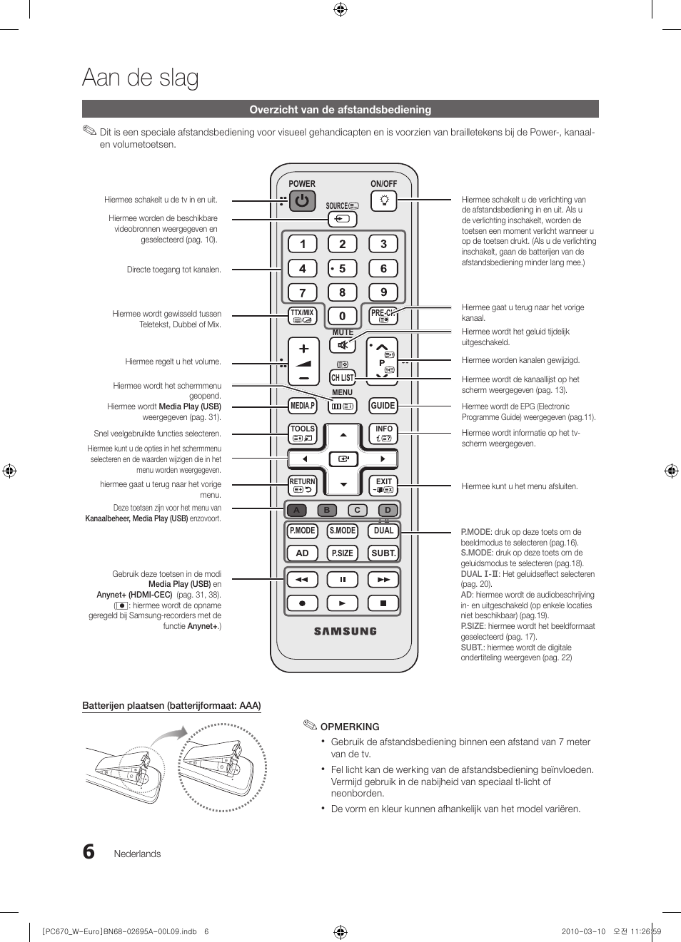 Aan de slag | Samsung PS50C670G3S User Manual | Page 156 / 452