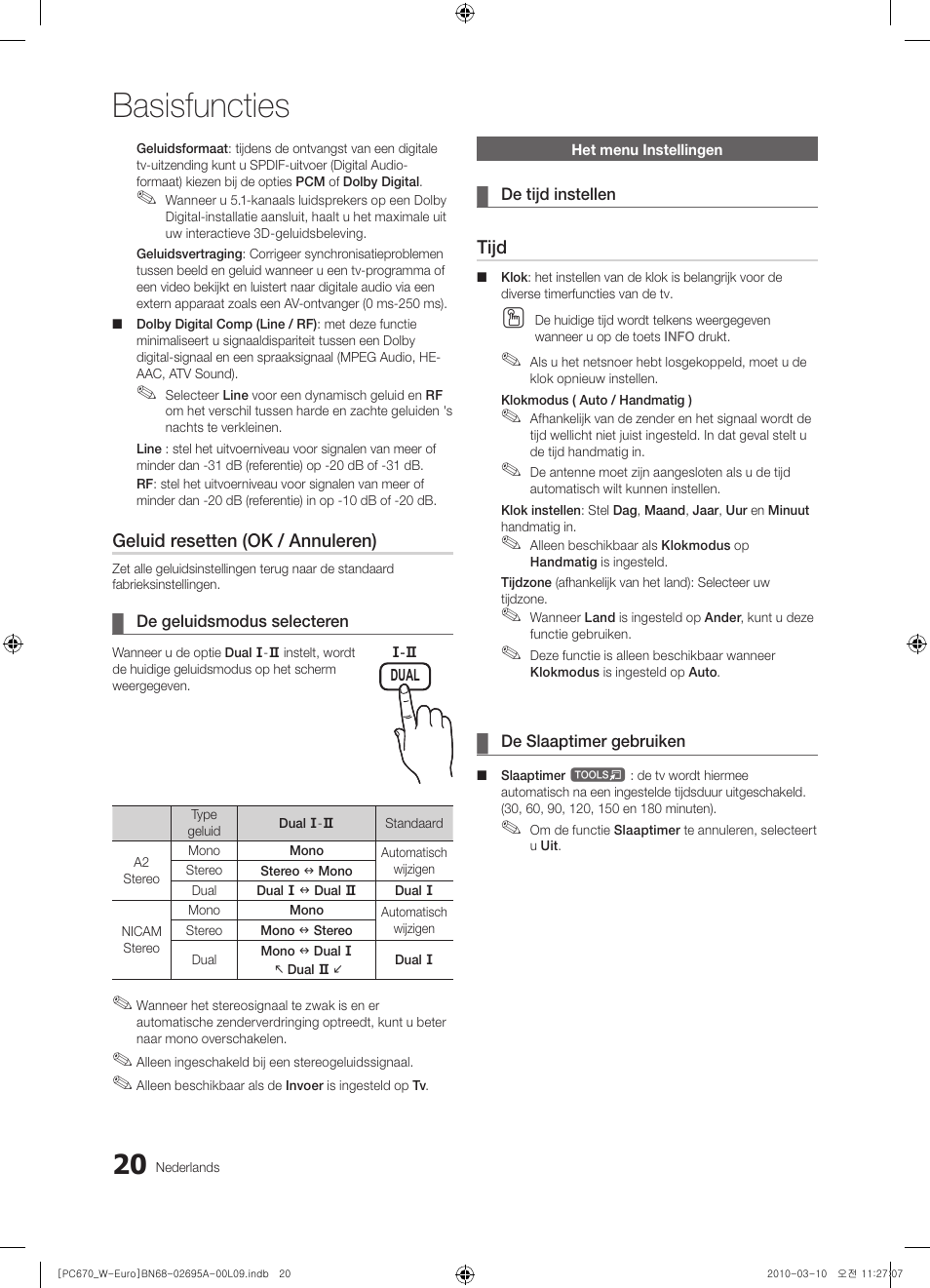 Basisfuncties | Samsung PS50C670G3S User Manual | Page 170 / 452