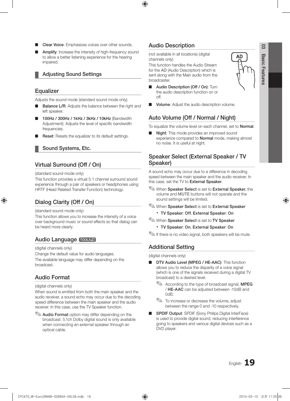 Samsung PS50C670G3S User Manual | Page 19 / 452
