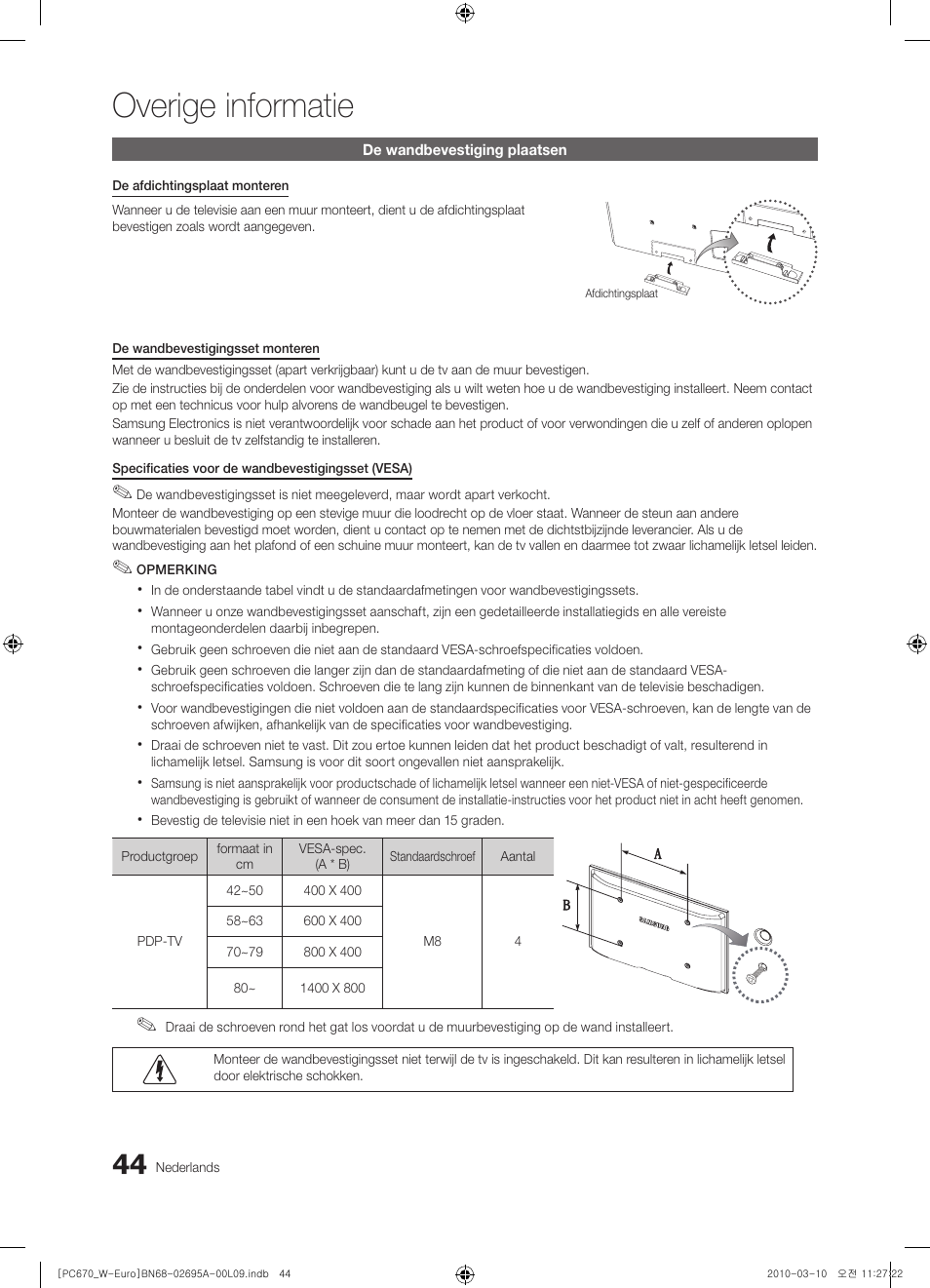 Overige informatie | Samsung PS50C670G3S User Manual | Page 194 / 452