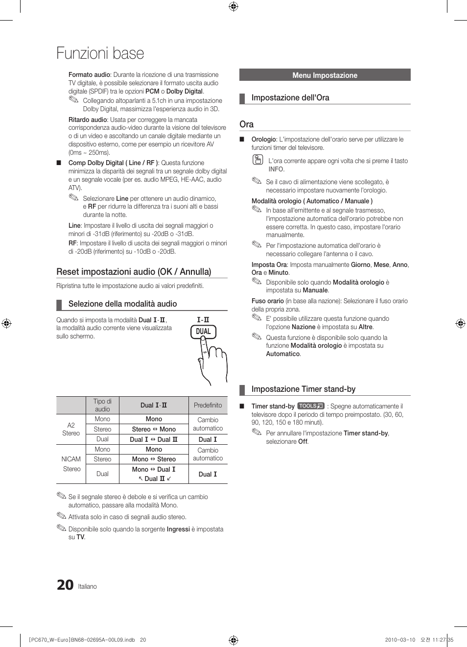 Funzioni base | Samsung PS50C670G3S User Manual | Page 220 / 452