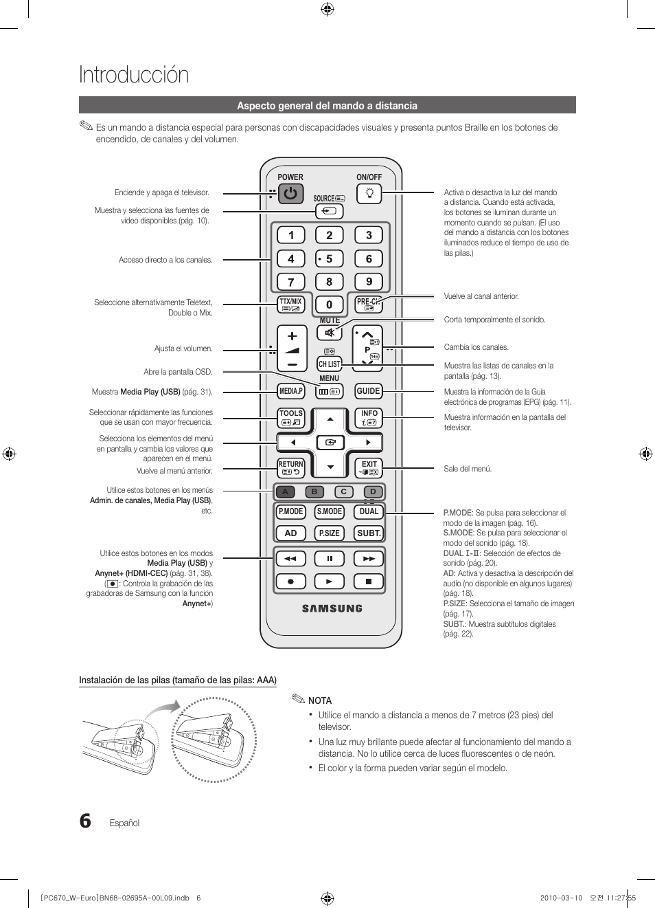 Introducción | Samsung PS50C670G3S User Manual | Page 256 / 452