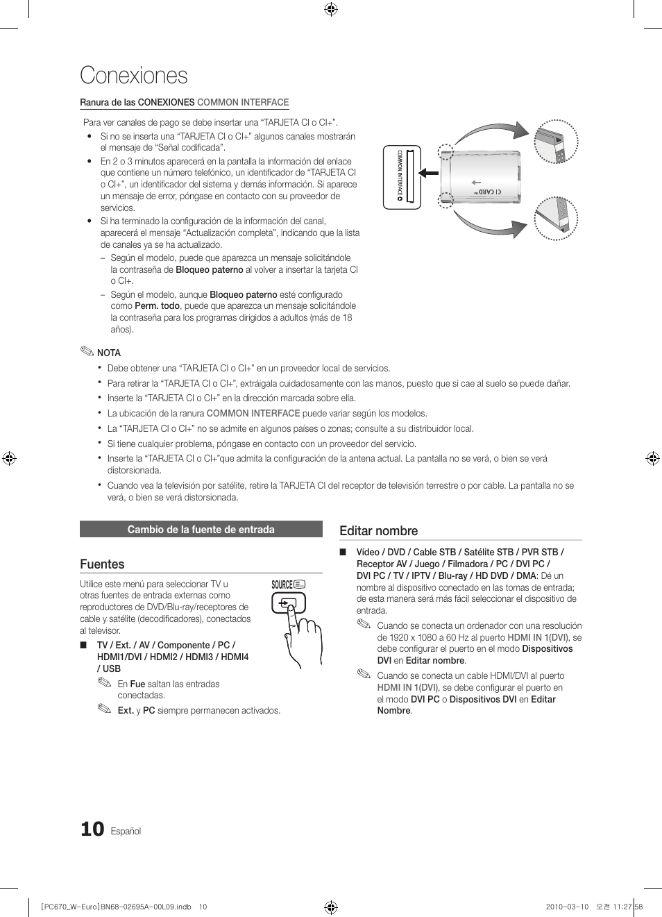 Conexiones | Samsung PS50C670G3S User Manual | Page 260 / 452