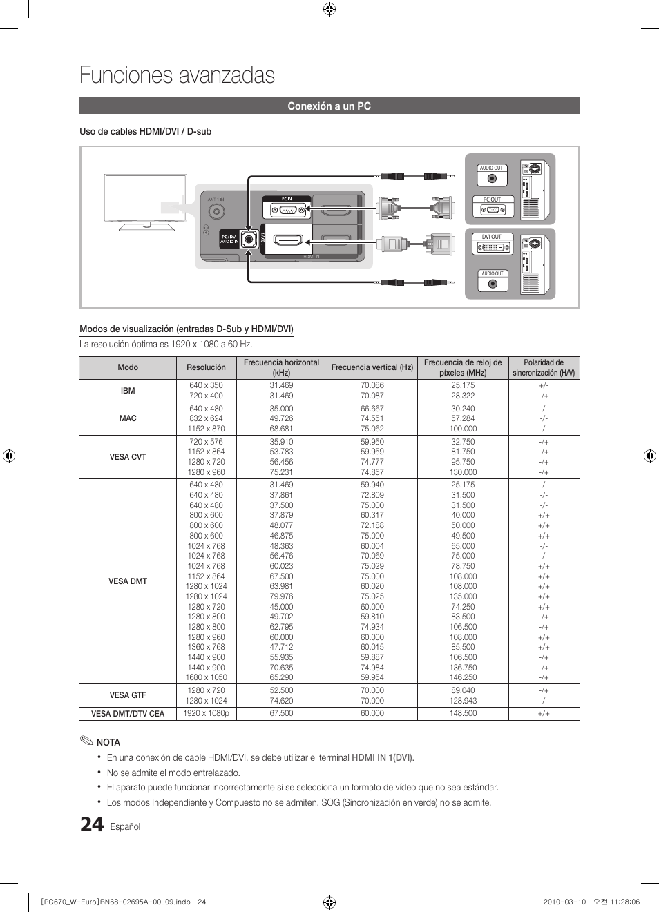 Funciones avanzadas | Samsung PS50C670G3S User Manual | Page 274 / 452