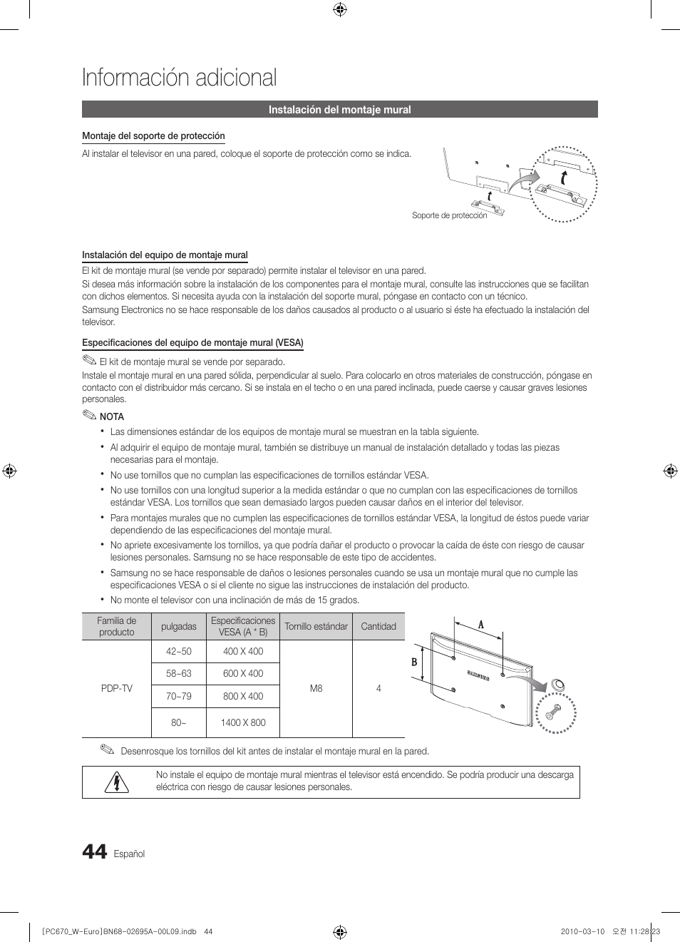 Información adicional | Samsung PS50C670G3S User Manual | Page 294 / 452