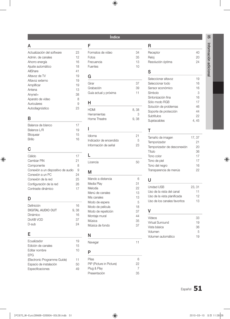 Samsung PS50C670G3S User Manual | Page 301 / 452