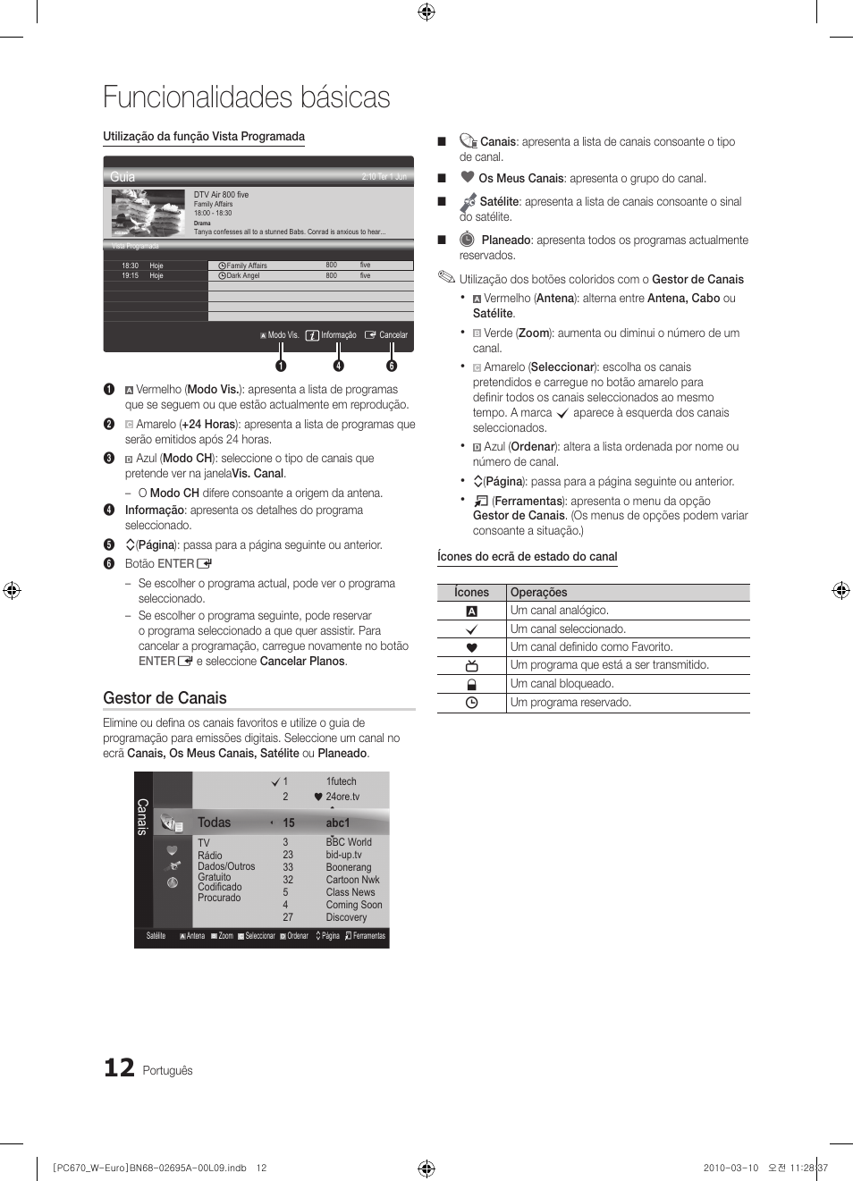 Funcionalidades básicas, Gestor de canais | Samsung PS50C670G3S User Manual | Page 312 / 452