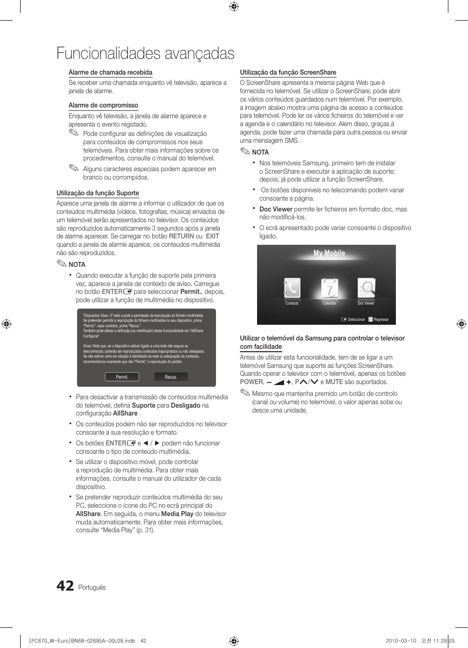 Funcionalidades avançadas | Samsung PS50C670G3S User Manual | Page 342 / 452