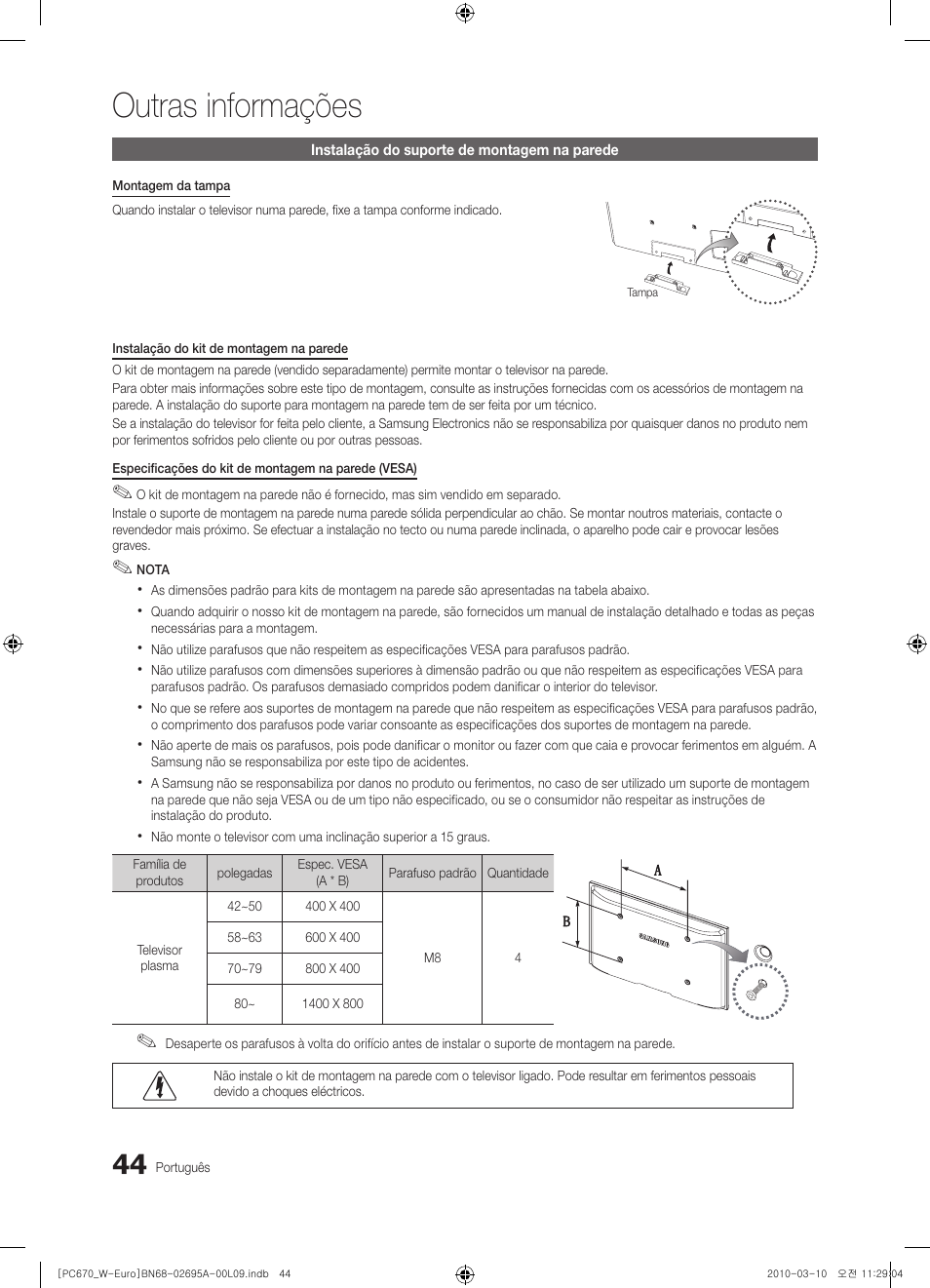 Outras informações | Samsung PS50C670G3S User Manual | Page 344 / 452