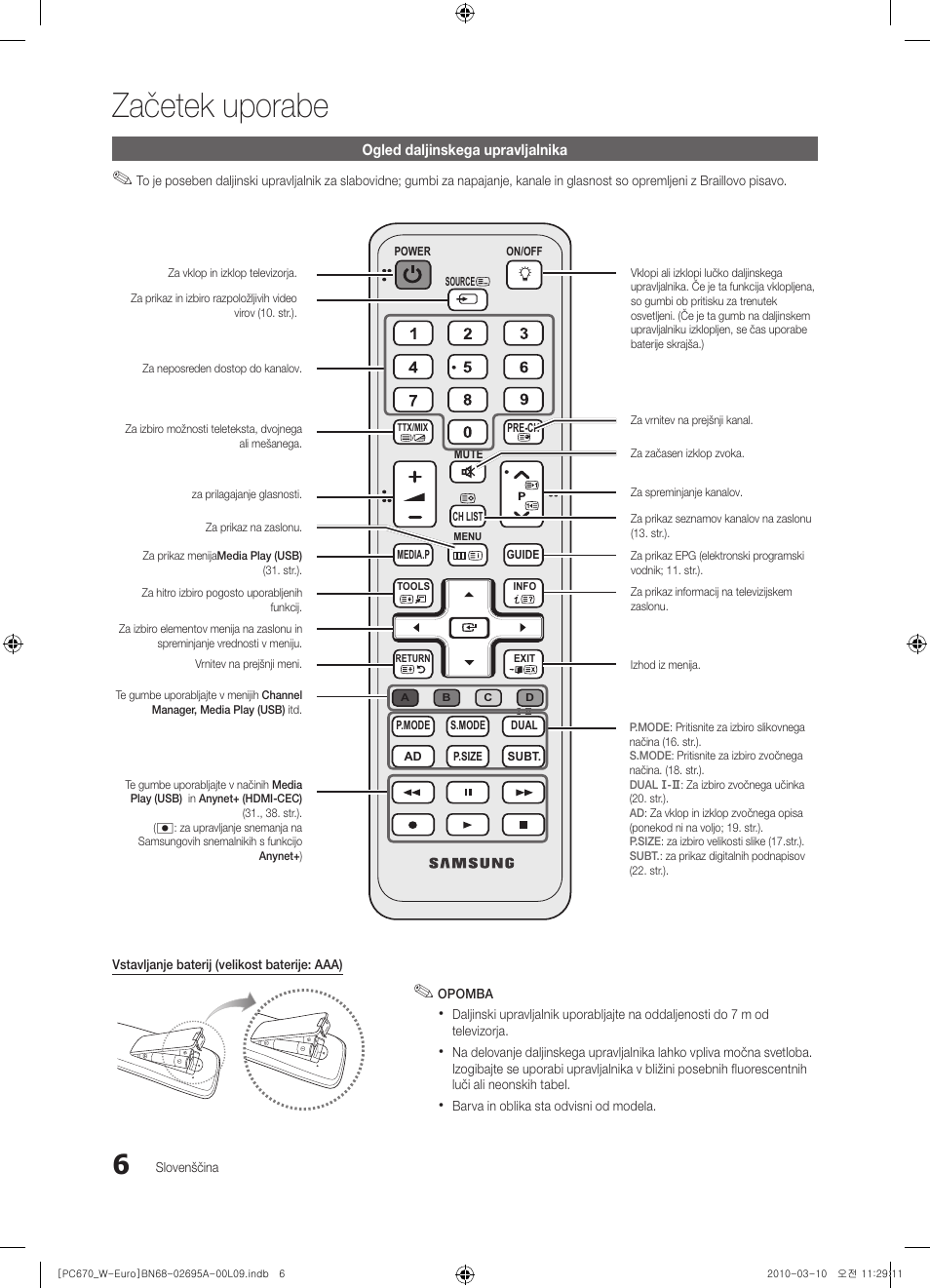 Začetek uporabe | Samsung PS50C670G3S User Manual | Page 356 / 452