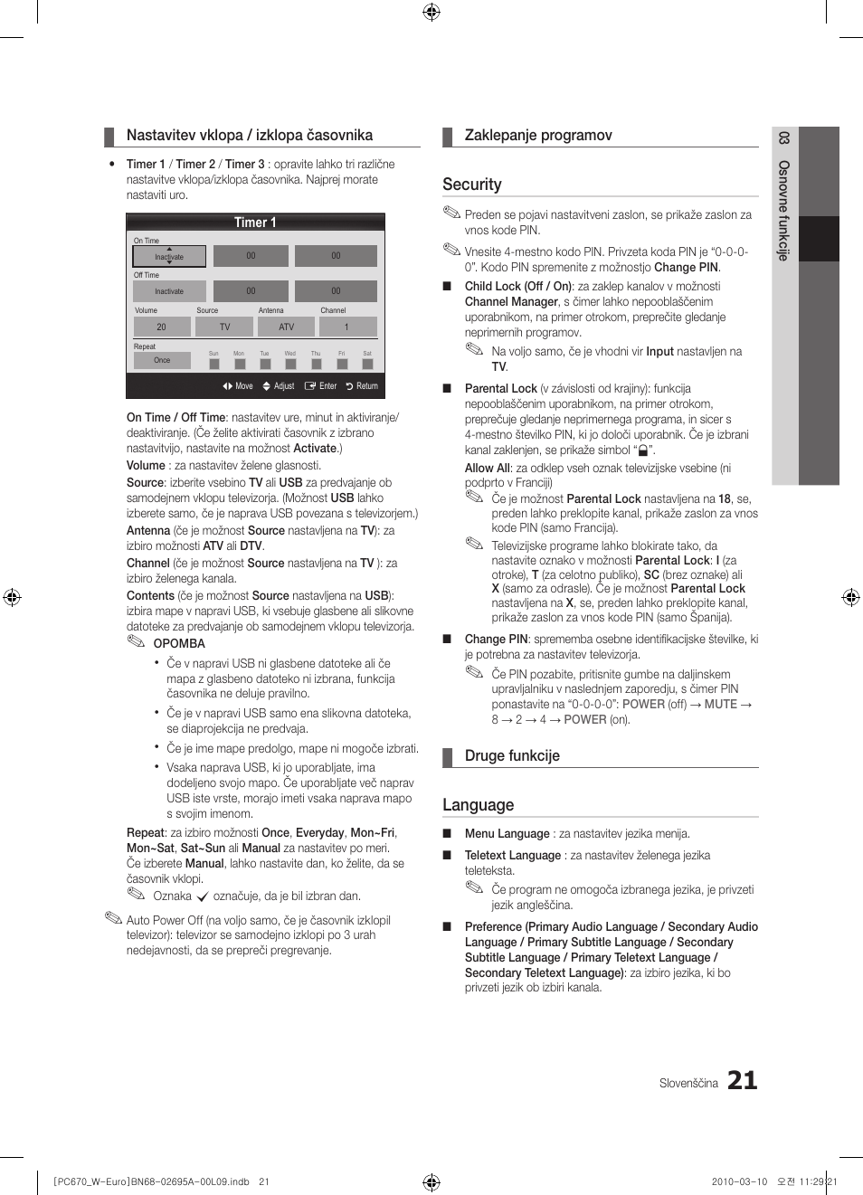 Security, Language | Samsung PS50C670G3S User Manual | Page 371 / 452