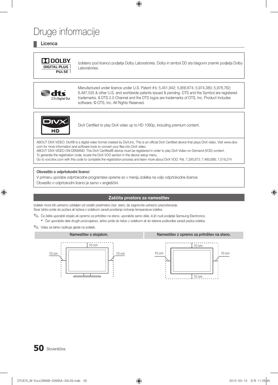 Druge informacije | Samsung PS50C670G3S User Manual | Page 400 / 452