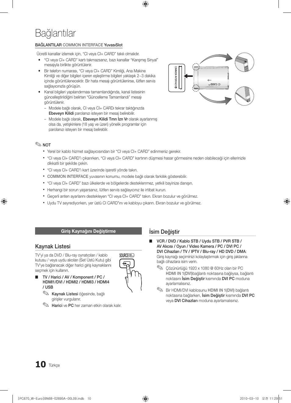 Bağlantılar | Samsung PS50C670G3S User Manual | Page 410 / 452