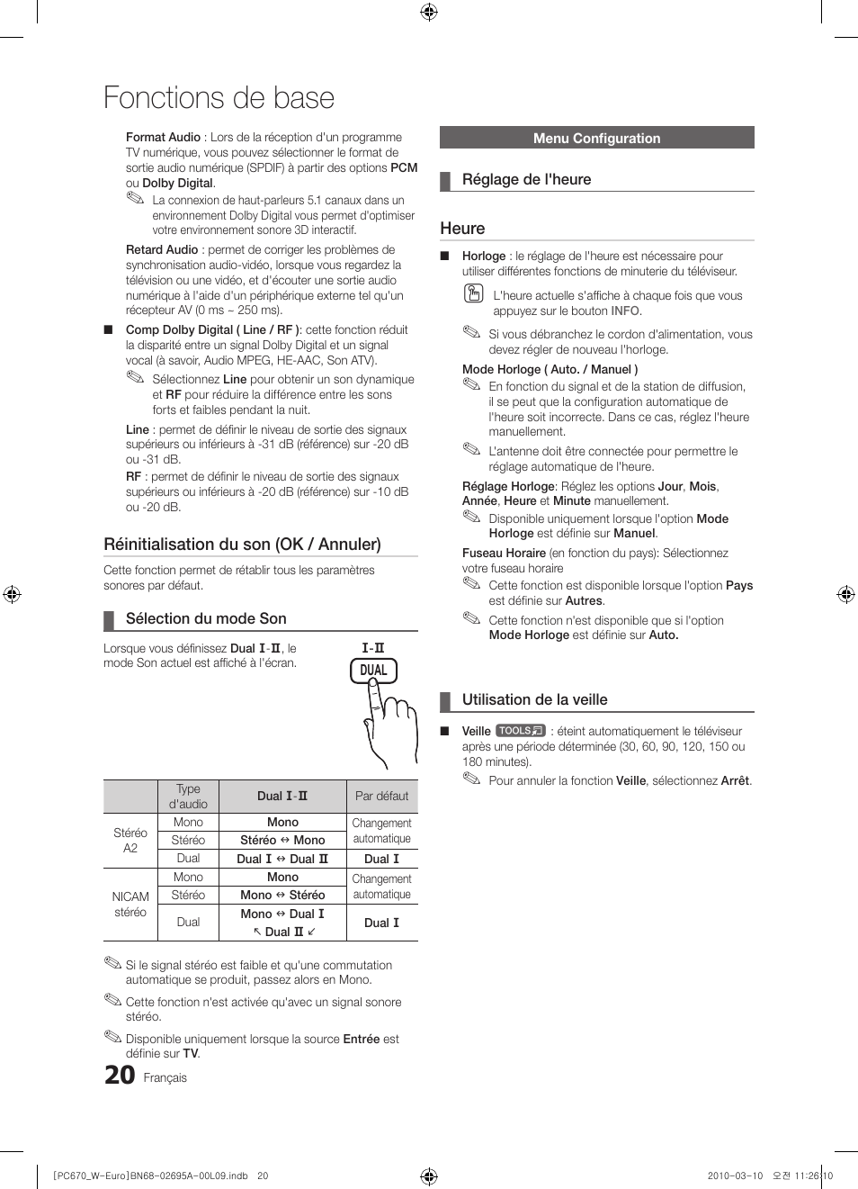 Fonctions de base | Samsung PS50C670G3S User Manual | Page 70 / 452