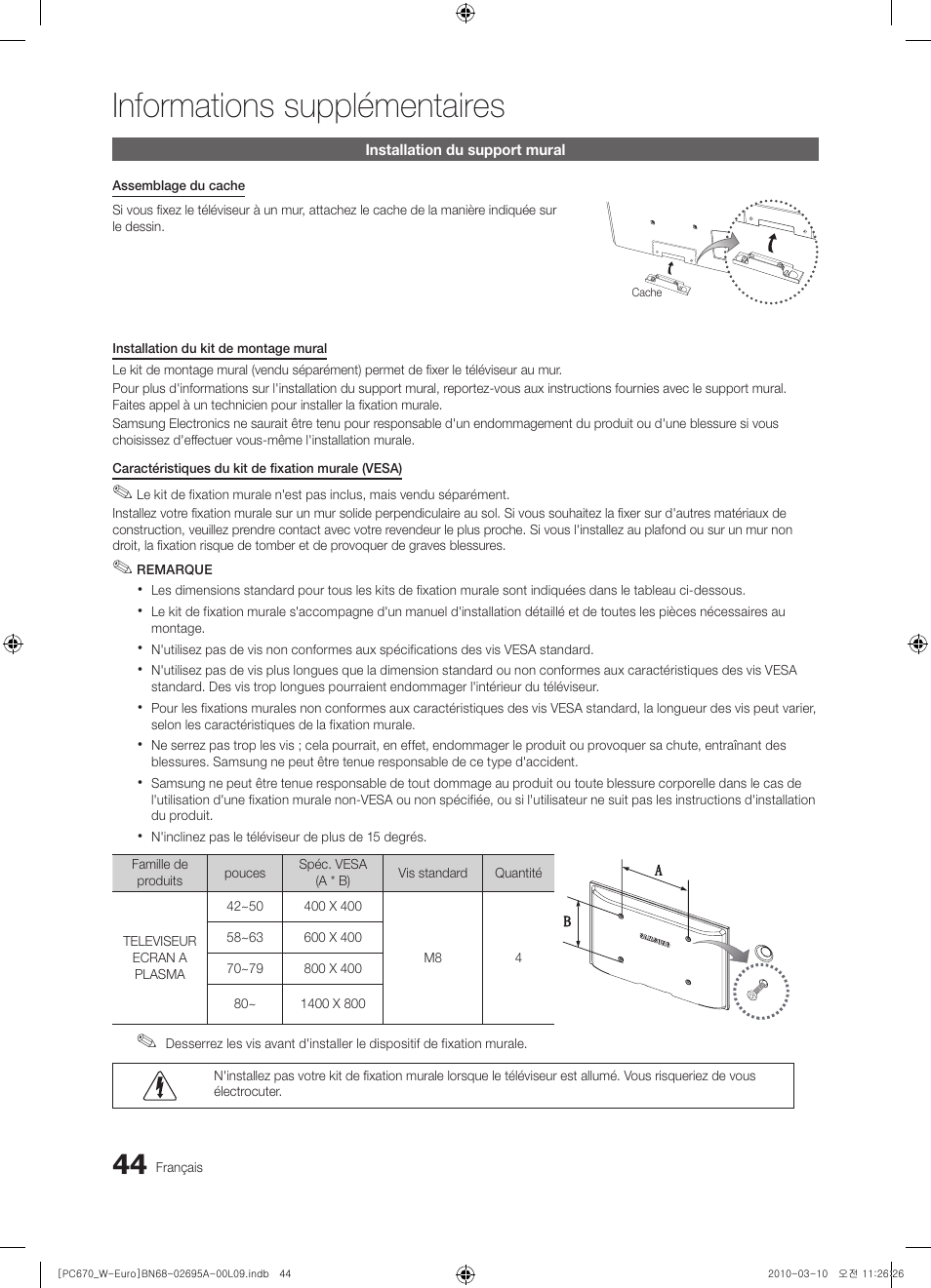 Informations supplémentaires | Samsung PS50C670G3S User Manual | Page 94 / 452