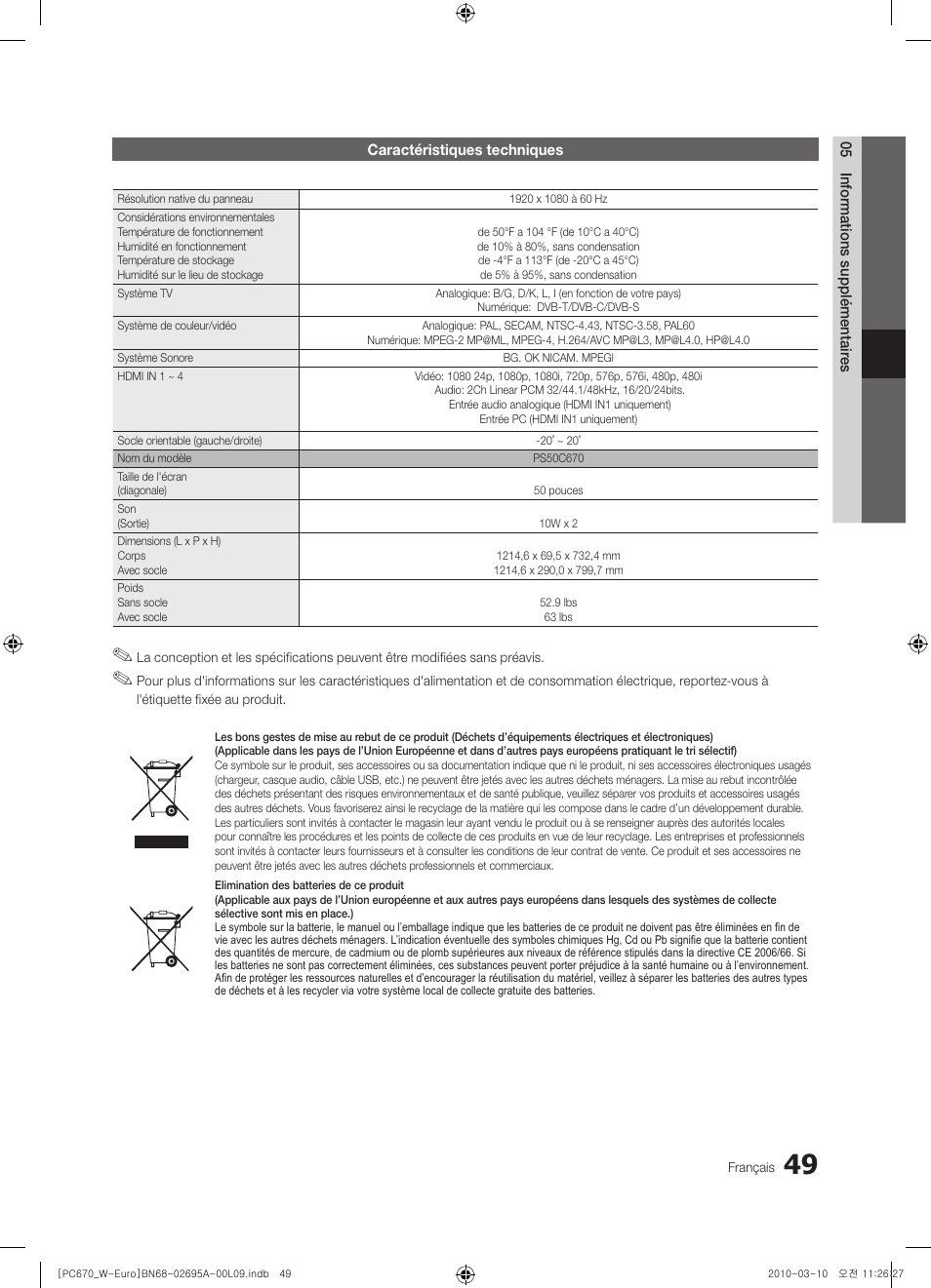 Samsung PS50C670G3S User Manual | Page 99 / 452