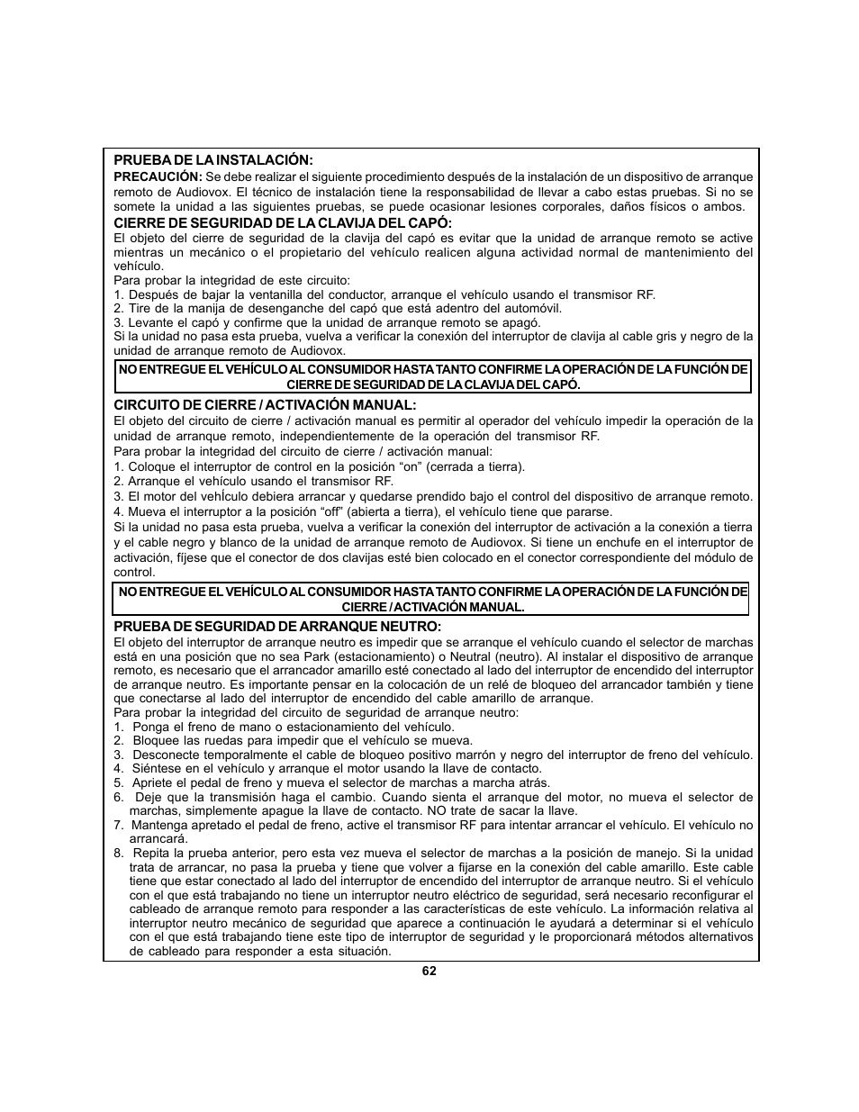 Audiovox APS 750 User Manual | Page 62 / 66