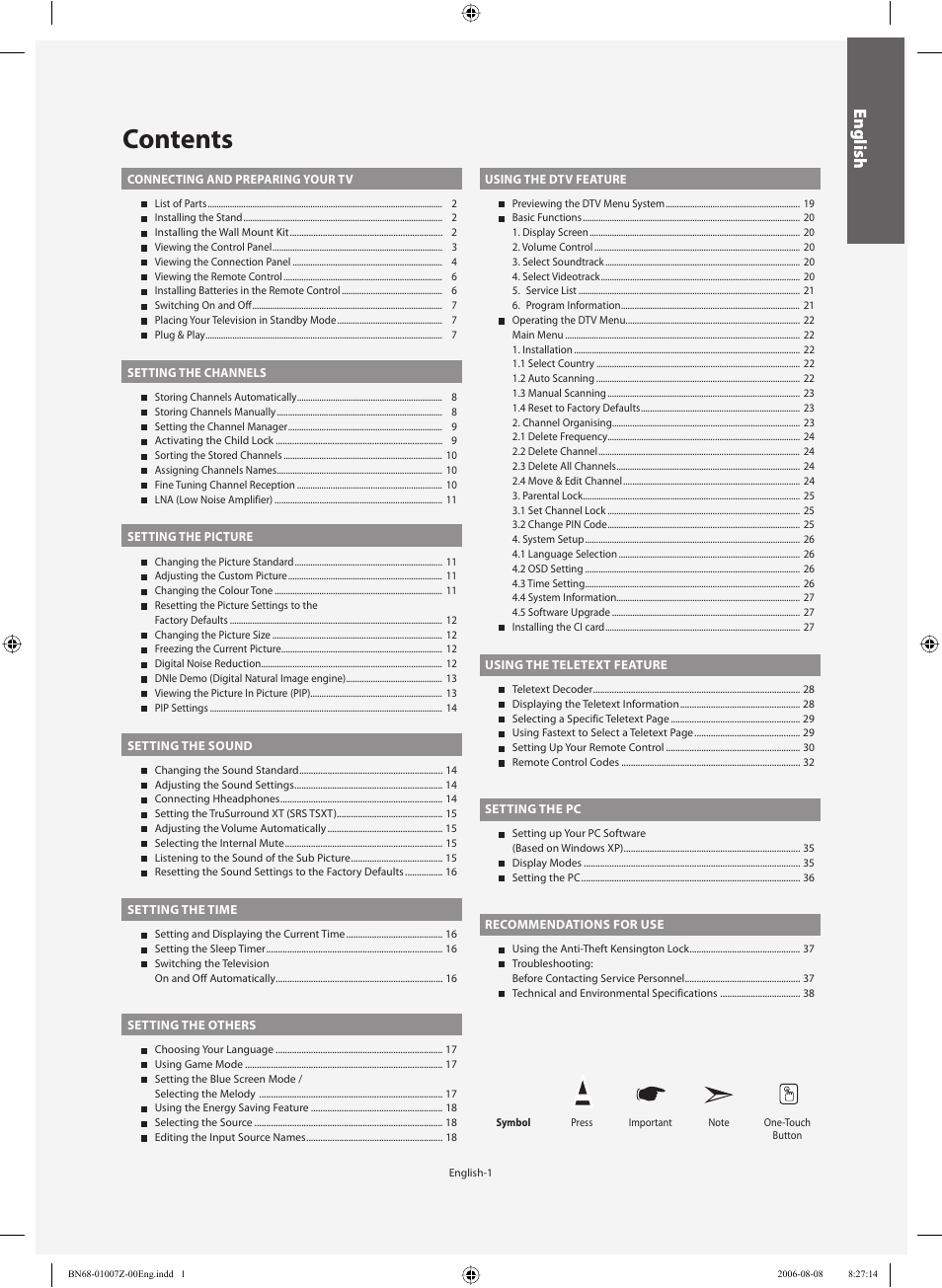 Samsung LE37R74BD User Manual | Page 3 / 81