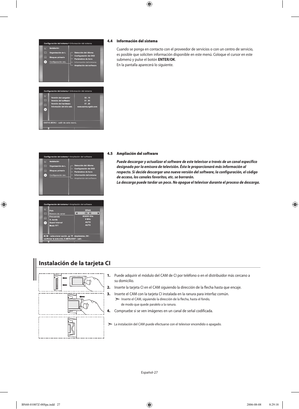 Instalación de la tarjeta ci | Samsung LE37R74BD User Manual | Page 68 / 81