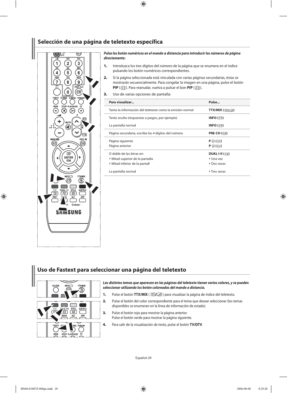 Selección de una página de teletexto específica | Samsung LE37R74BD User Manual | Page 70 / 81