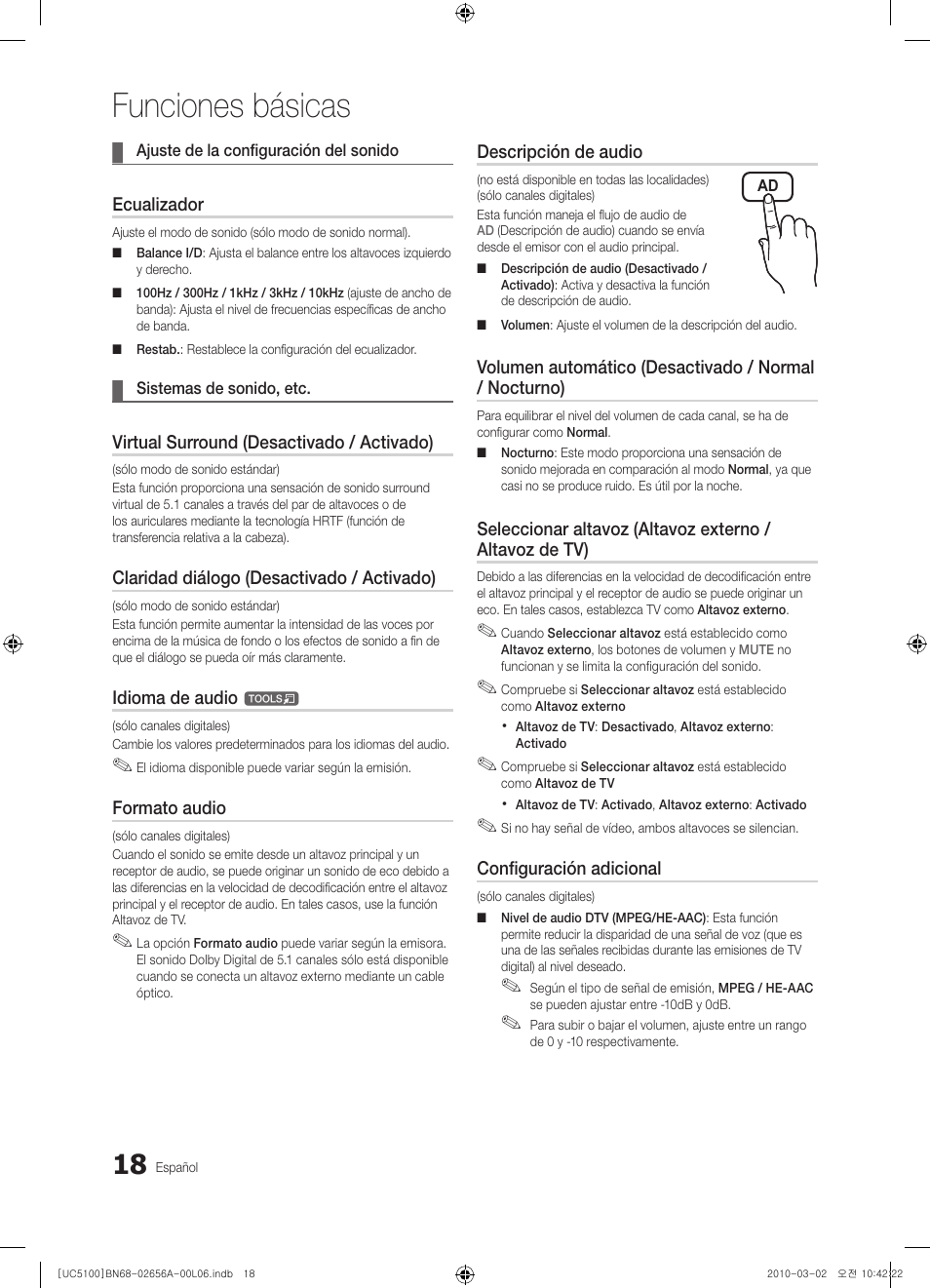 Funciones básicas | Samsung UE37C5100QW User Manual | Page 118 / 303