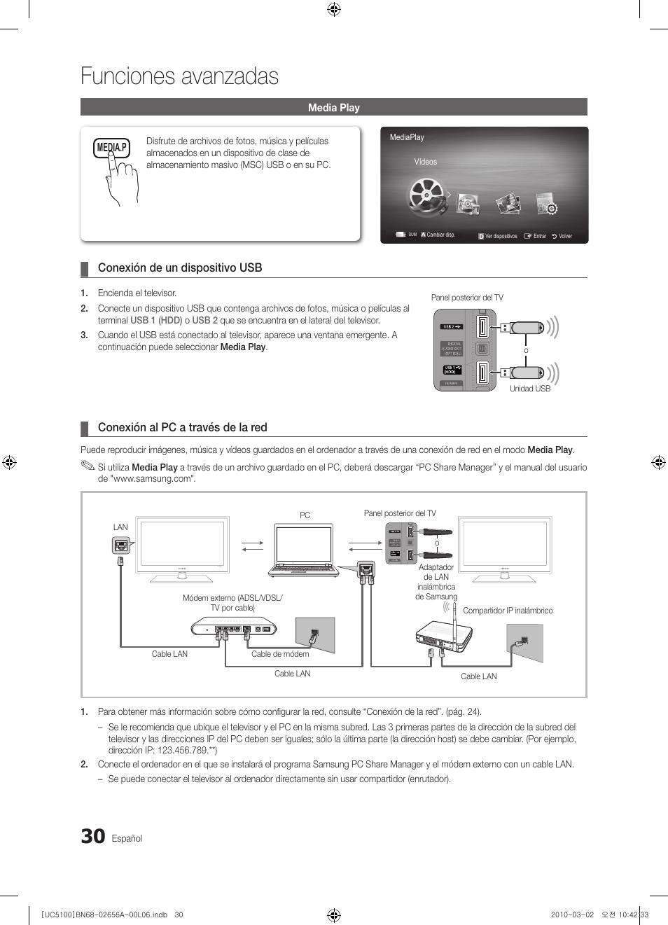 Funciones avanzadas | Samsung UE37C5100QW User Manual | Page 130 / 303