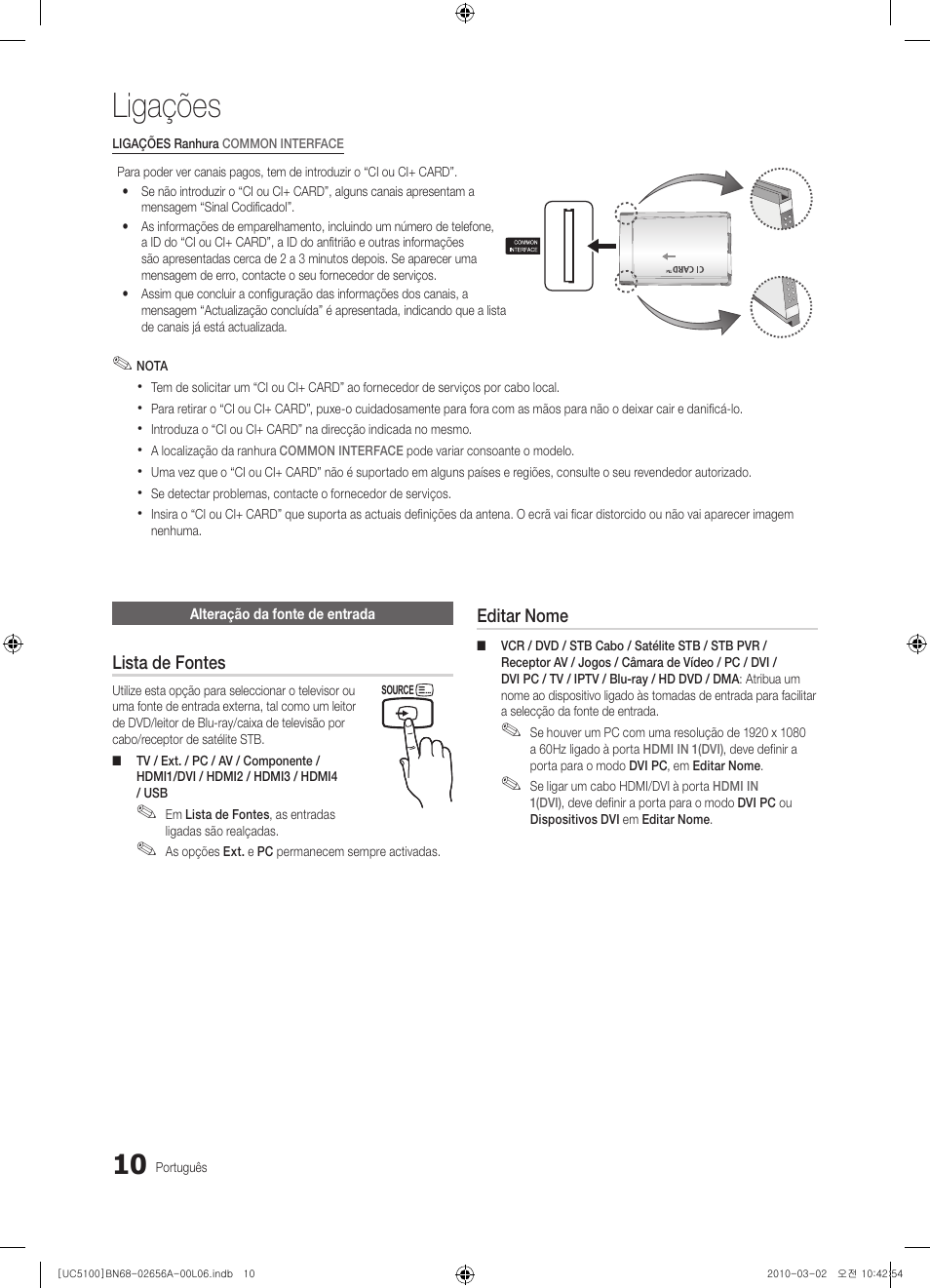 Ligações | Samsung UE37C5100QW User Manual | Page 160 / 303