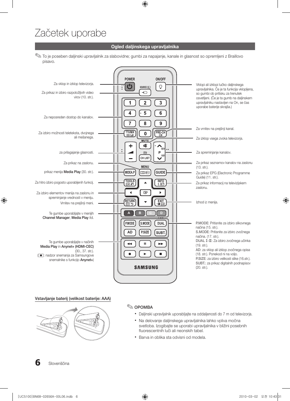 Začetek uporabe | Samsung UE37C5100QW User Manual | Page 206 / 303
