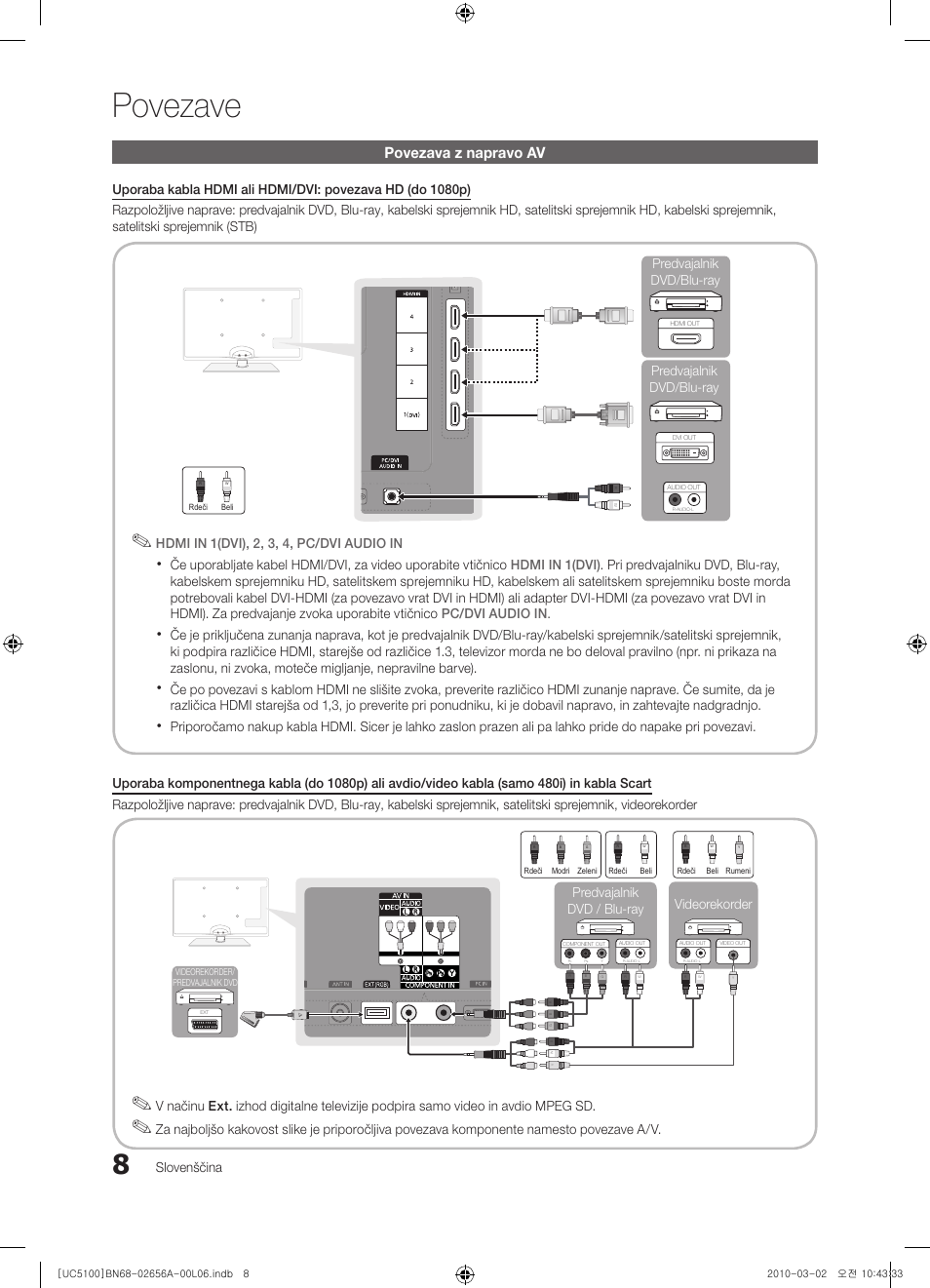 Povezave, Povezava z napravo av | Samsung UE37C5100QW User Manual | Page 208 / 303