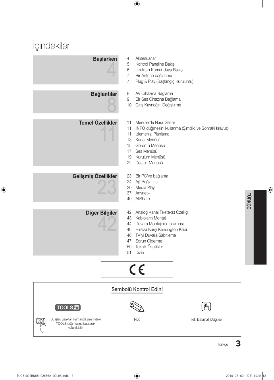 Içindekiler | Samsung UE37C5100QW User Manual | Page 253 / 303