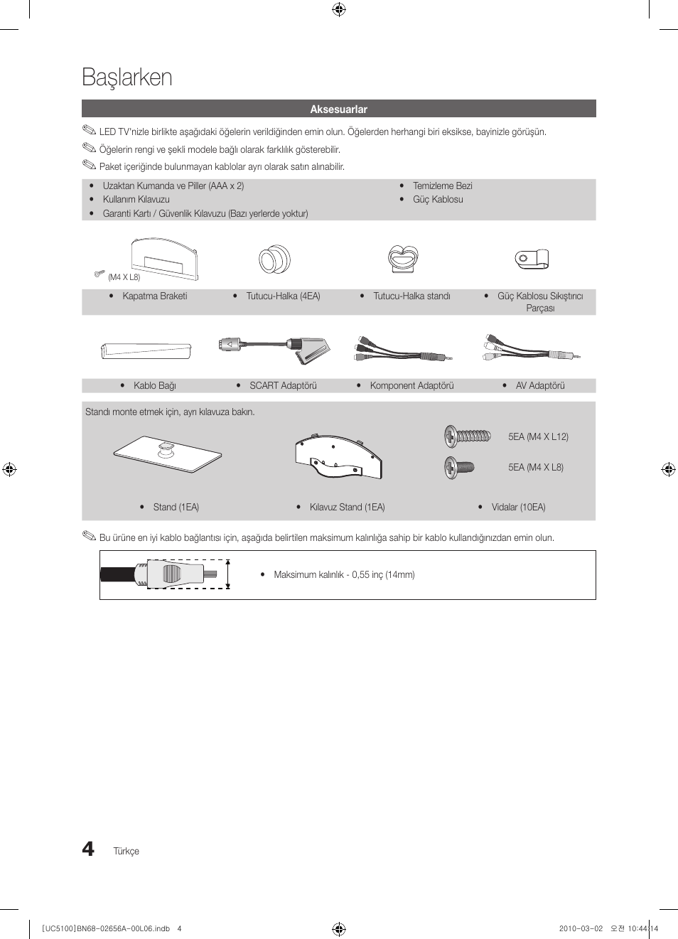 Başlarken | Samsung UE37C5100QW User Manual | Page 254 / 303