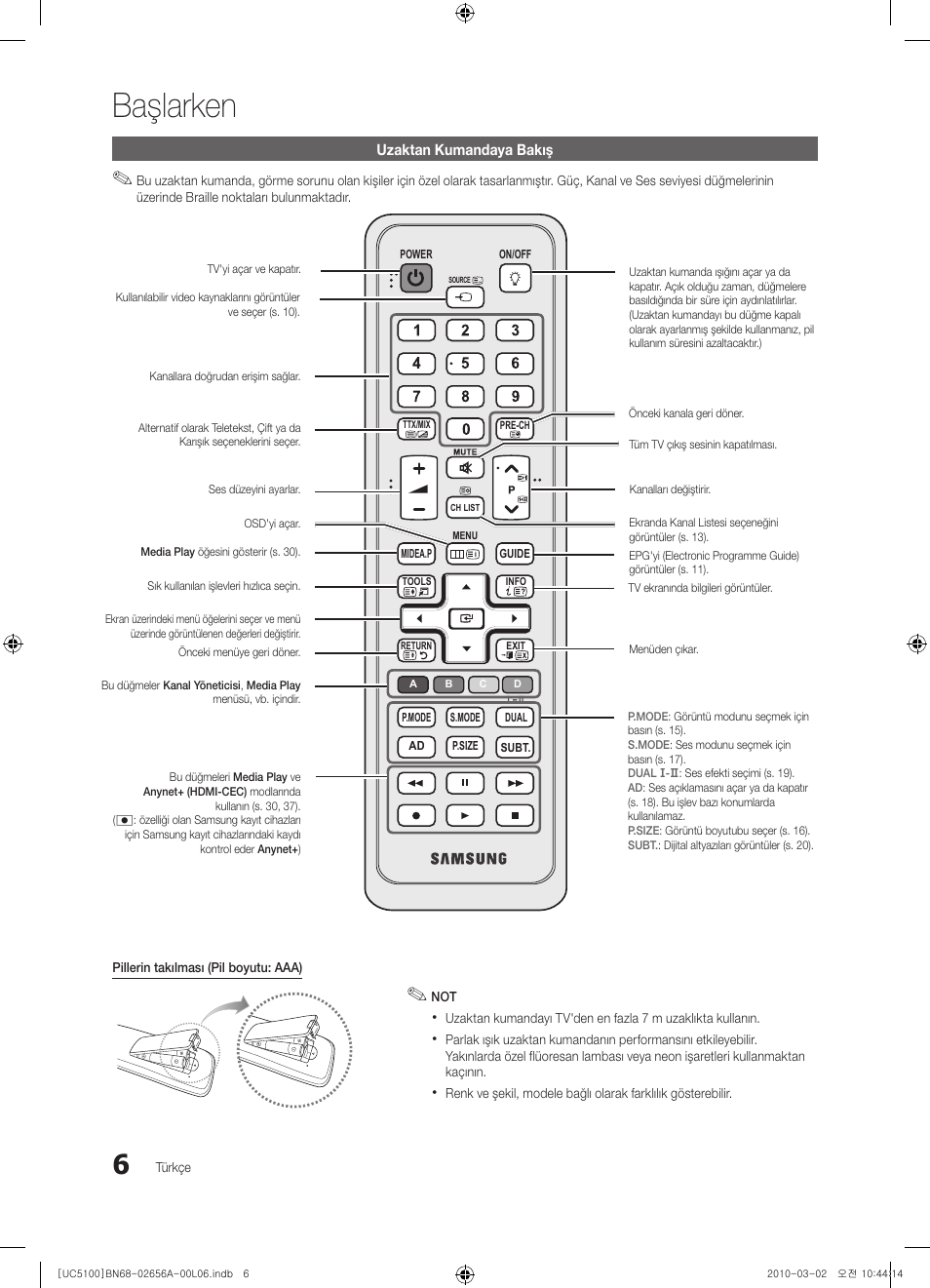 Başlarken | Samsung UE37C5100QW User Manual | Page 256 / 303