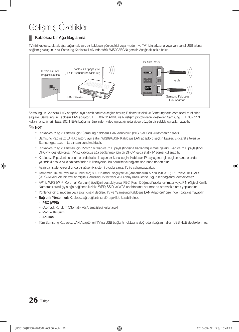 Gelişmiş özellikler | Samsung UE37C5100QW User Manual | Page 276 / 303