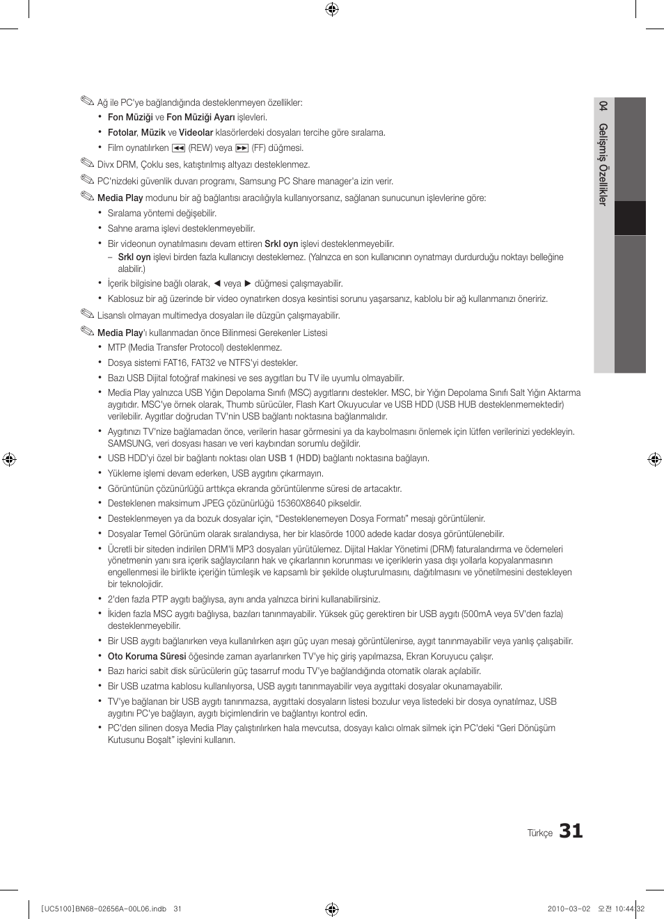 Samsung UE37C5100QW User Manual | Page 281 / 303