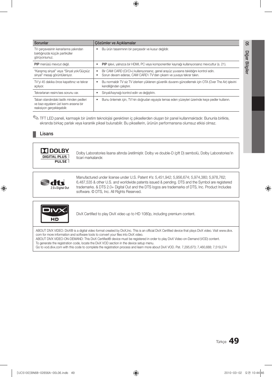 Samsung UE37C5100QW User Manual | Page 299 / 303