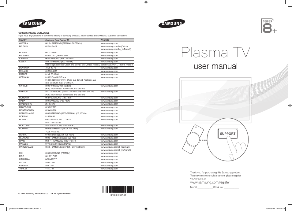 Samsung PS64E8000GS User Manual | 93 pages