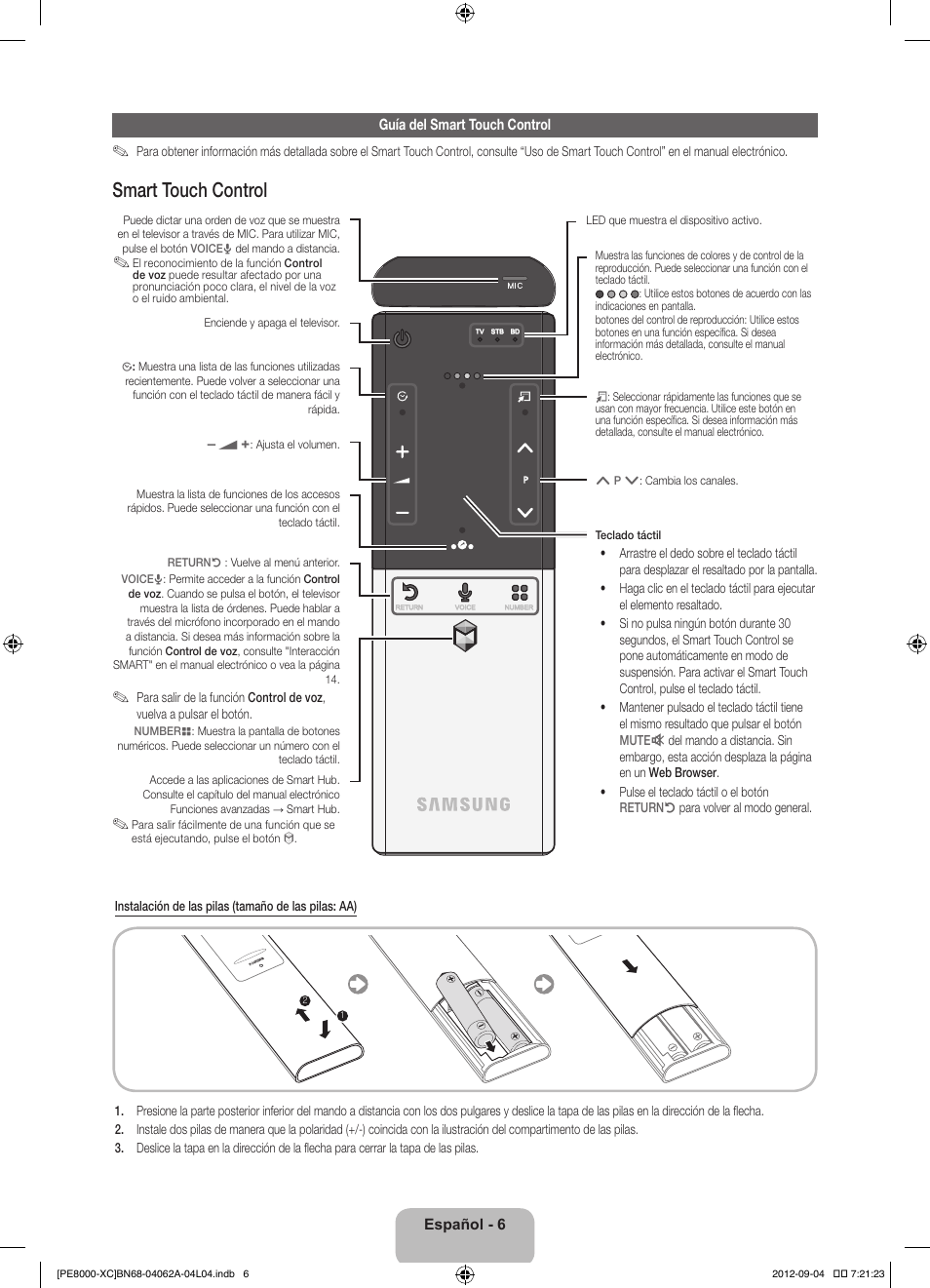 Smart touch control | Samsung PS64E8000GS User Manual | Page 52 / 93