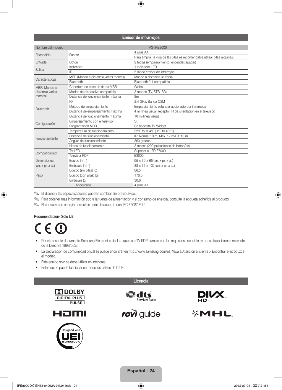 Samsung PS64E8000GS User Manual | Page 70 / 93