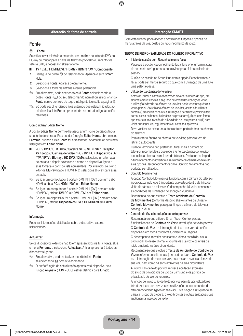 Fonte | Samsung PS64E8000GS User Manual | Page 83 / 93