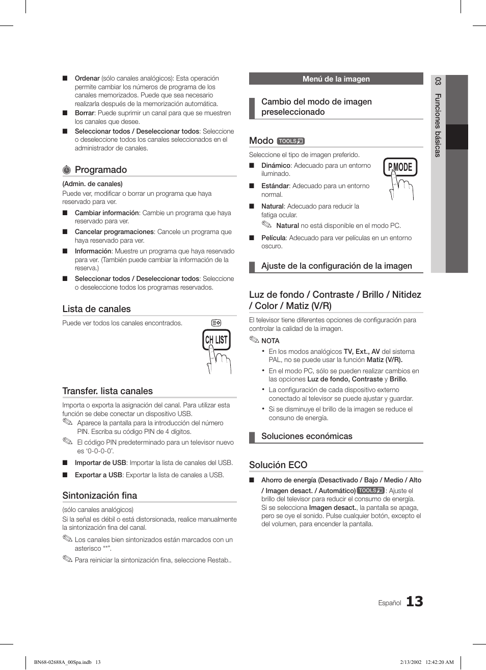 Subt. dual i-ii p.mode s.mode source, Hdmi, Ch list | Samsung LE32C550J1W User Manual | Page 109 / 290