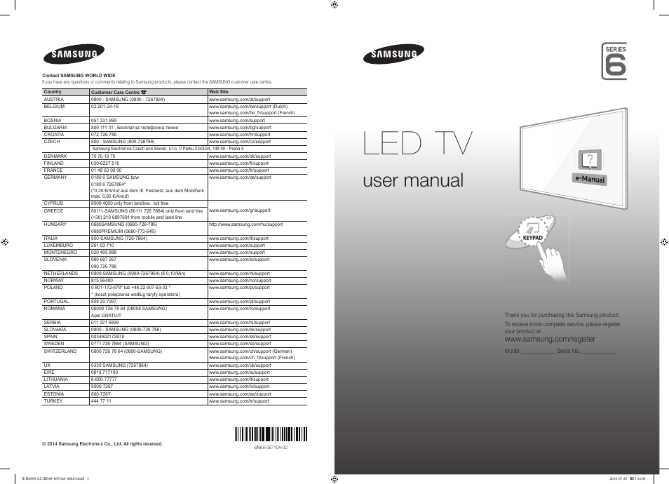 Samsung UE55H6850AW User Manual | 89 pages