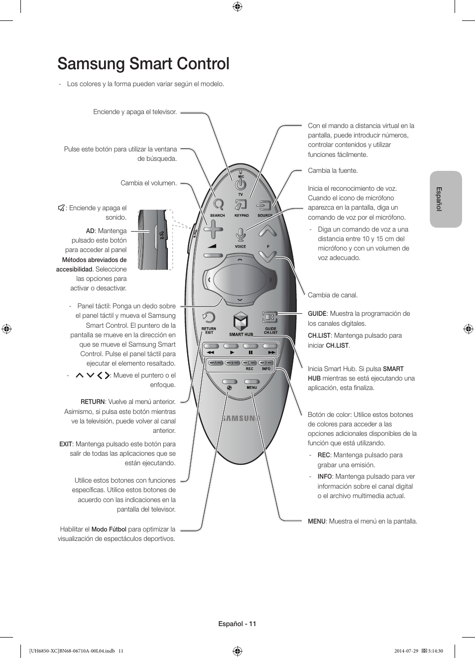 Samsung smart control | Samsung UE55H6850AW User Manual | Page 55 / 89