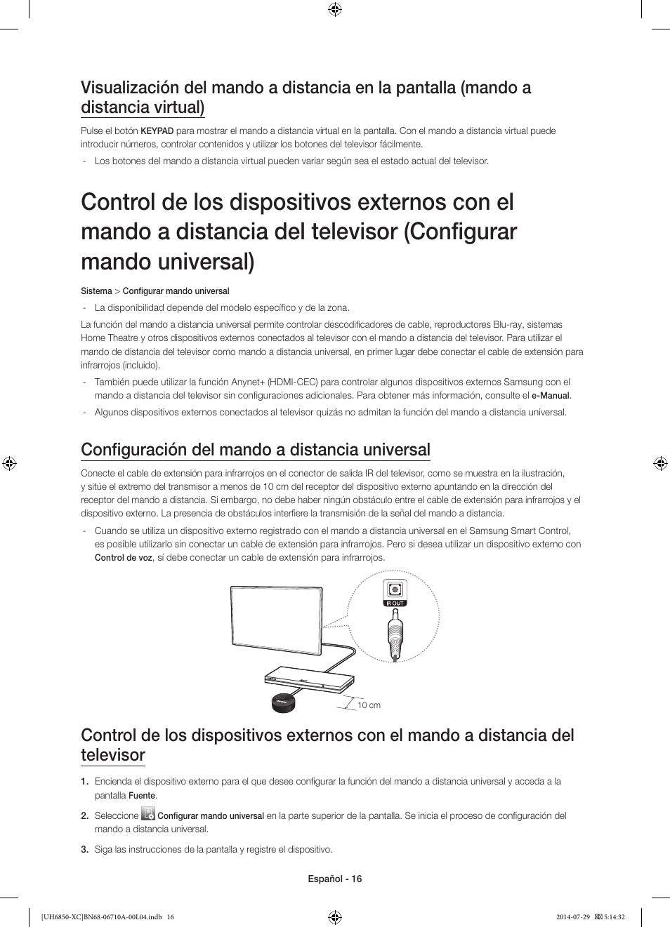 Configuración del mando a distancia universal | Samsung UE55H6850AW User Manual | Page 60 / 89
