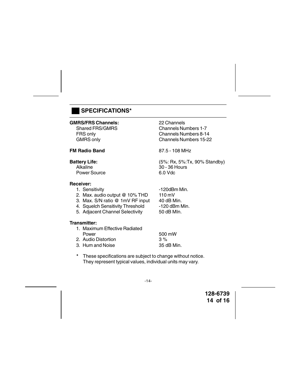 Audiovox GMRSWP1 User Manual | Page 14 / 16