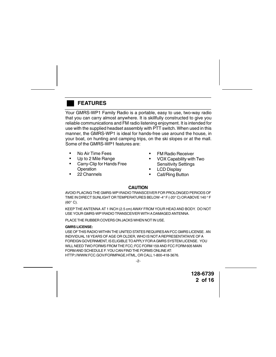 Audiovox GMRSWP1 User Manual | Page 2 / 16