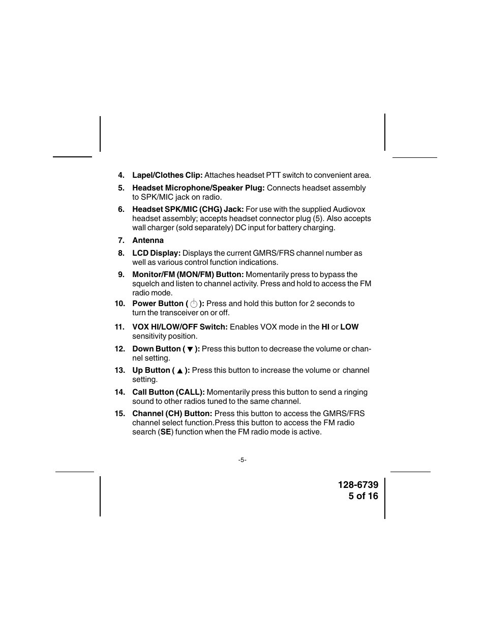 Audiovox GMRSWP1 User Manual | Page 5 / 16