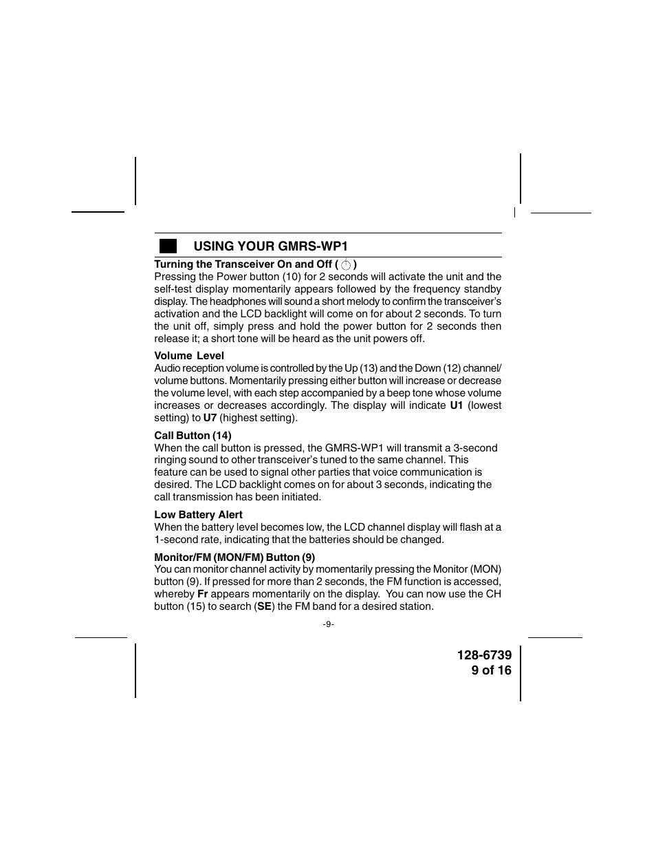 Audiovox GMRSWP1 User Manual | Page 9 / 16