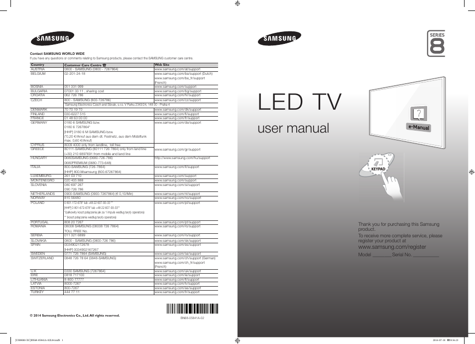 Samsung UE48H8000SL User Manual | 89 pages