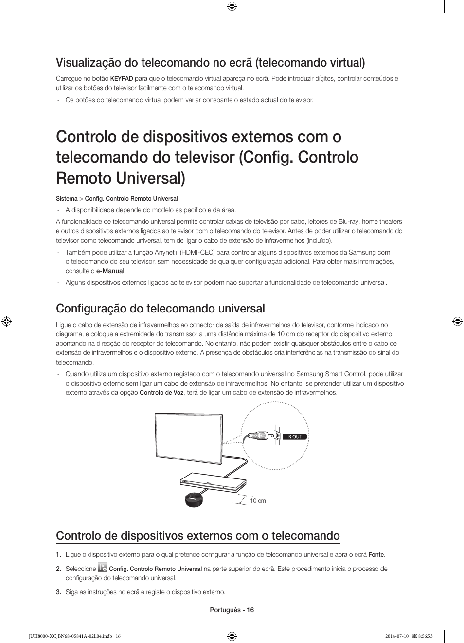 Configuração do telecomando universal | Samsung UE48H8000SL User Manual | Page 82 / 89