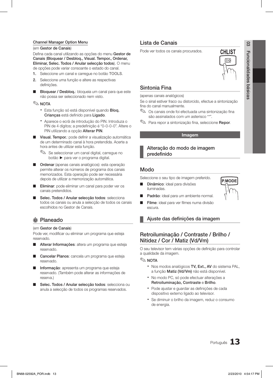 Planeado, Lista de canais, Sintonia fina | Modo | Samsung LE32C450E1W User Manual | Page 130 / 236